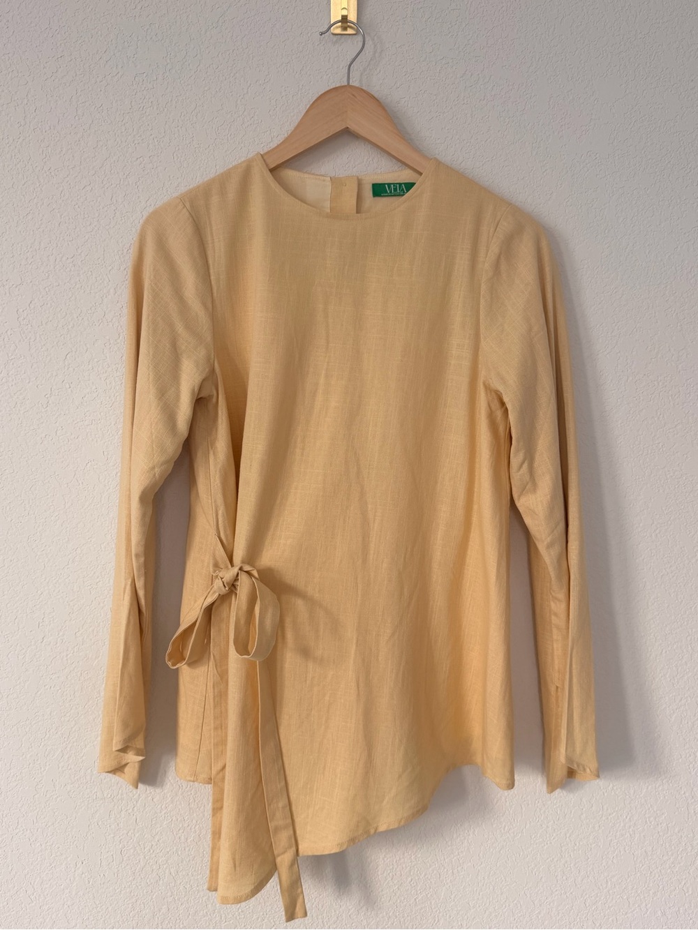 Vela Pale Yellow Wrap-Tie Long Sleeve Tunic